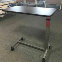 movable adjustable height metal hospitall over bed table with wheels